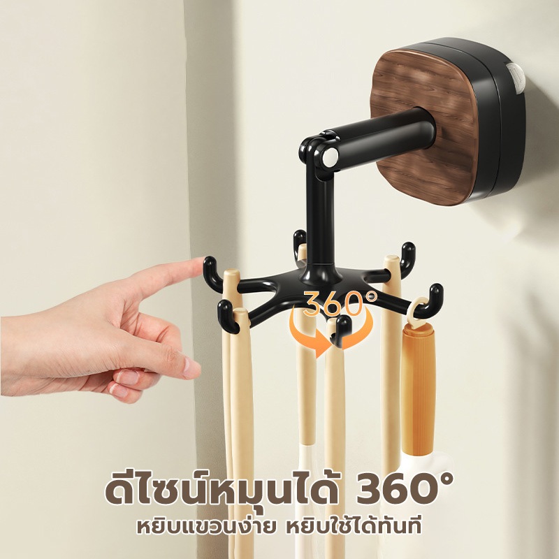GREENIKA ตะขอติดผนัง หมุนได้ 360 ตะขอแขวน 6 อัน  องศา ไม่ต้องเจาะ ดแน่นด้วยดีไซน์ดูดอากาศ ใช้งานซ้ำได้ ไม่กลัวหลุด ราคา ถูกที่สุด ดีลบีเคเค แกลเลอรีภาพที่ 4