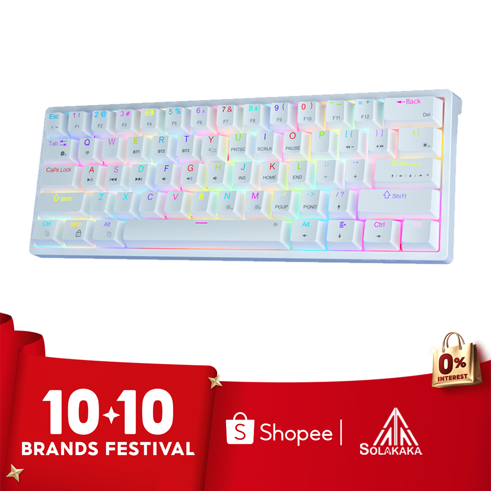 Solakaka SK961 คีย์บอร์ด 61 คีย์ Hot Swappable RGB Light Effect แบบมีสาย/2.4G/บลูทูธคีย์บอร์ดเกม