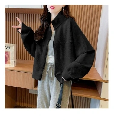 M-2XL Jacquard ผ้าฤดูใบไม้ร่วงสั้นเสื้อกันหนาวเสื้อสเวตเตอร์ถักผู้หญิง High-End ทอด Street เก๋ชุดเบส