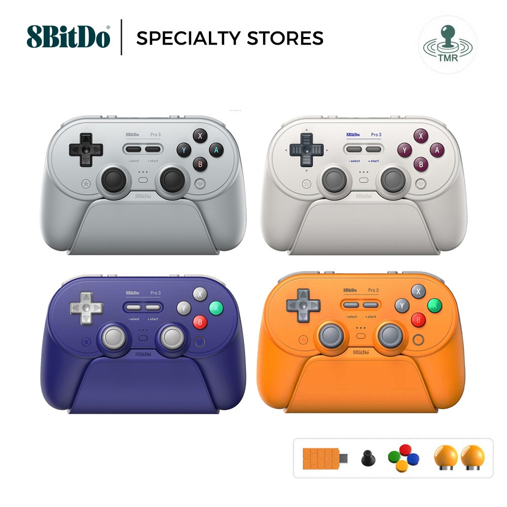 8BitDo Pro 3 ตัวควบคุมบลูทูธสําหรับสวิตช์/สวิตช์ 2 – จอยสติ๊ก TMR, ปุ่ม ABXY แบบ