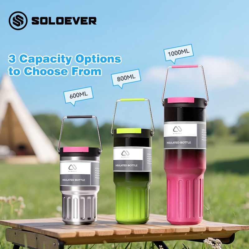 【TH Delivery】SOLOEVER  แก้วเยติ ถ้วยสแตนเลส  พกพาได้ แก้วกาแฟ หลอดฟรี ฉนวนกันความร้อน ความจุขนาดใหญ่ 600-800-1000ml