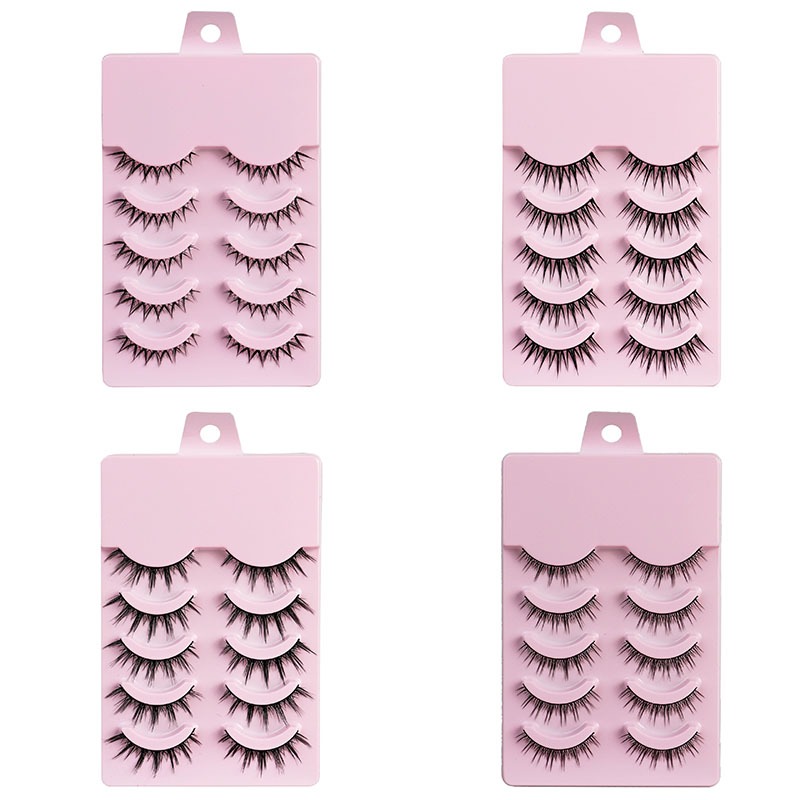 5 คู่ Eye End ยาว Cat Eye Lashes Crisscross Soft Spky ขนตาปลอม Extensions