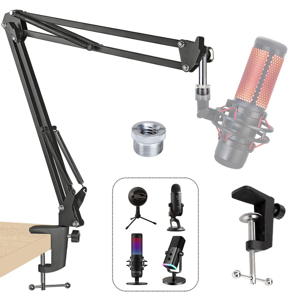 ขาตั้งไมค์ HyperX QuadCast สำหรับสตรีมมิ่ง+อัดเสียง ปรับมุมได้ 360° ใช้กับ Blue Yeti, Fifine AM8 อะแ
