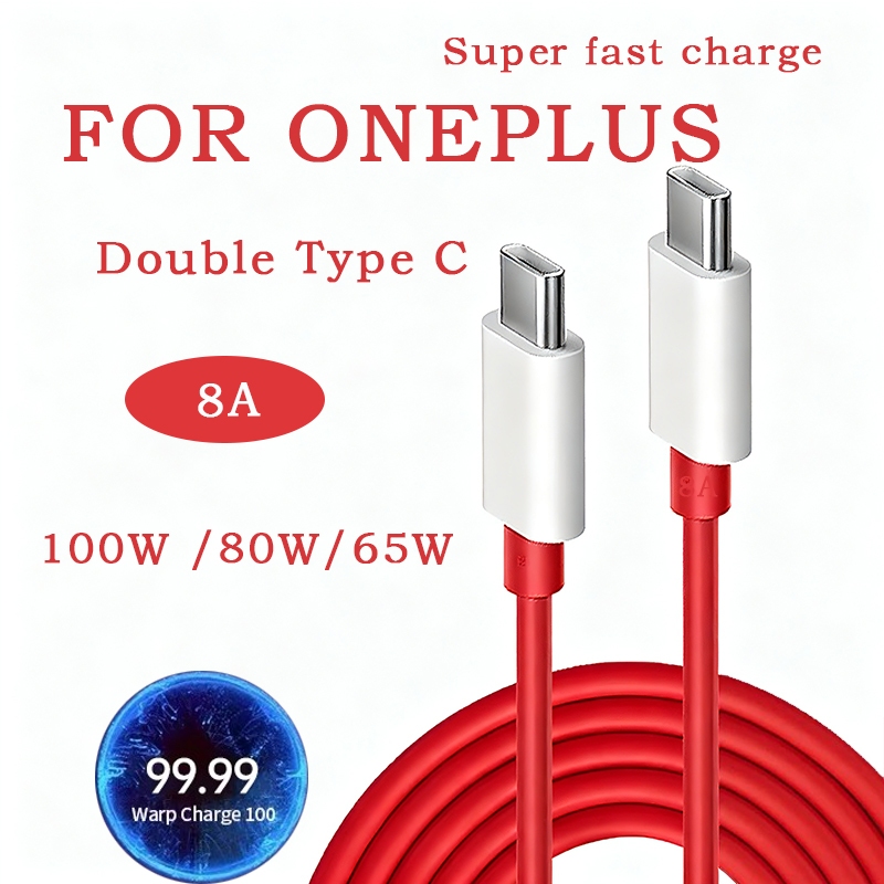 100W Fast สายชาร์จประเภท C-Type C 8A Warp Charger สําหรับ Oneplus 13 12 11R 10 Pro Ace 3 Nord 4 N30