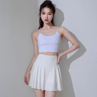 Leisure กระโปรงโยคะ กระโปรงกีฬาเทนนิส กระโปรงเทนนิสสาวอวบ (มีซับใน) เหมาะกับใส่ออกกําลังกาย วิ่ง ผ้าใส่สบาย