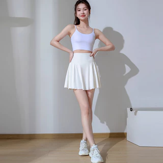Leisure กระโปรงโยคะ กระโปรงกีฬาเทนนิส กระโปรงเทนนิสสาวอวบ (มีซับใน) เหมาะกับใส่ออกกําลังกาย วิ่ง ผ้าใส่สบาย