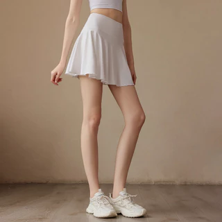 Leisure กระโปรงโยคะ กระโปรงกีฬาเทนนิส กระโปรงเทนนิสสาวอวบ (มีซับใน) เหมาะกับใส่ออกกําลังกาย วิ่ง ผ้าใส่สบาย