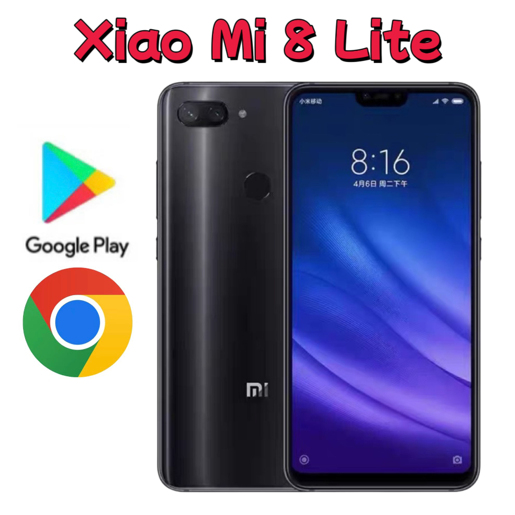 สมาร์ทโฟน Xiaomi MI 8Lite 4G ดั้งเดิมมือสอง 64/128GB 3350mAh 12.0MP 6.26 นิ้ว 90% ใหม่