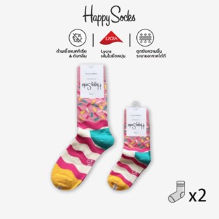Happy Socks ถุงเท้าพ่อแม่ลูก ถุงเท้าข้อยาว ผ้าฝ้าย น่ารัก สํ…
