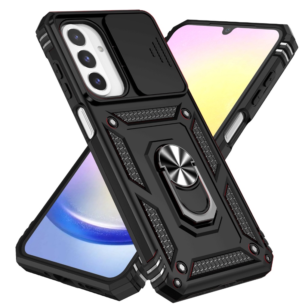 Samsung Galaxy A07 / A17 / A26 / A36 / A56 เกราะกันกระแทกเคสแข็งพร้อมปกป้องฟังก์ชั่นกล้องและตัวยึดวงแหวนติดรถยนต์แบบแม่เหล็ก