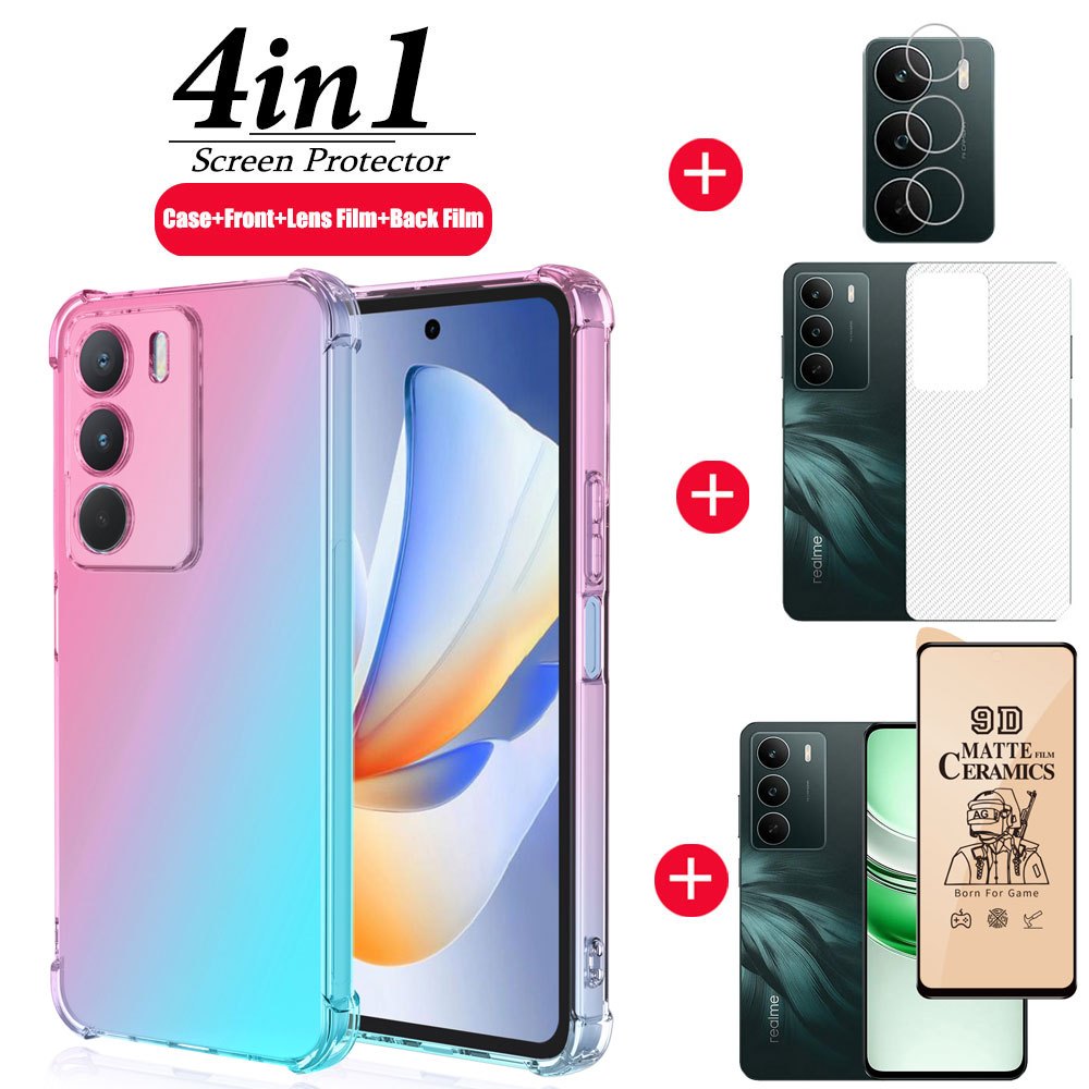 4in1 สําหรับRealme C75 C71 เคสโทรศัพท์กันกระแทกสําหรับRealme C55 C53 โทรศัพท์ + เซรามิคป้องกันฟิล์ม 