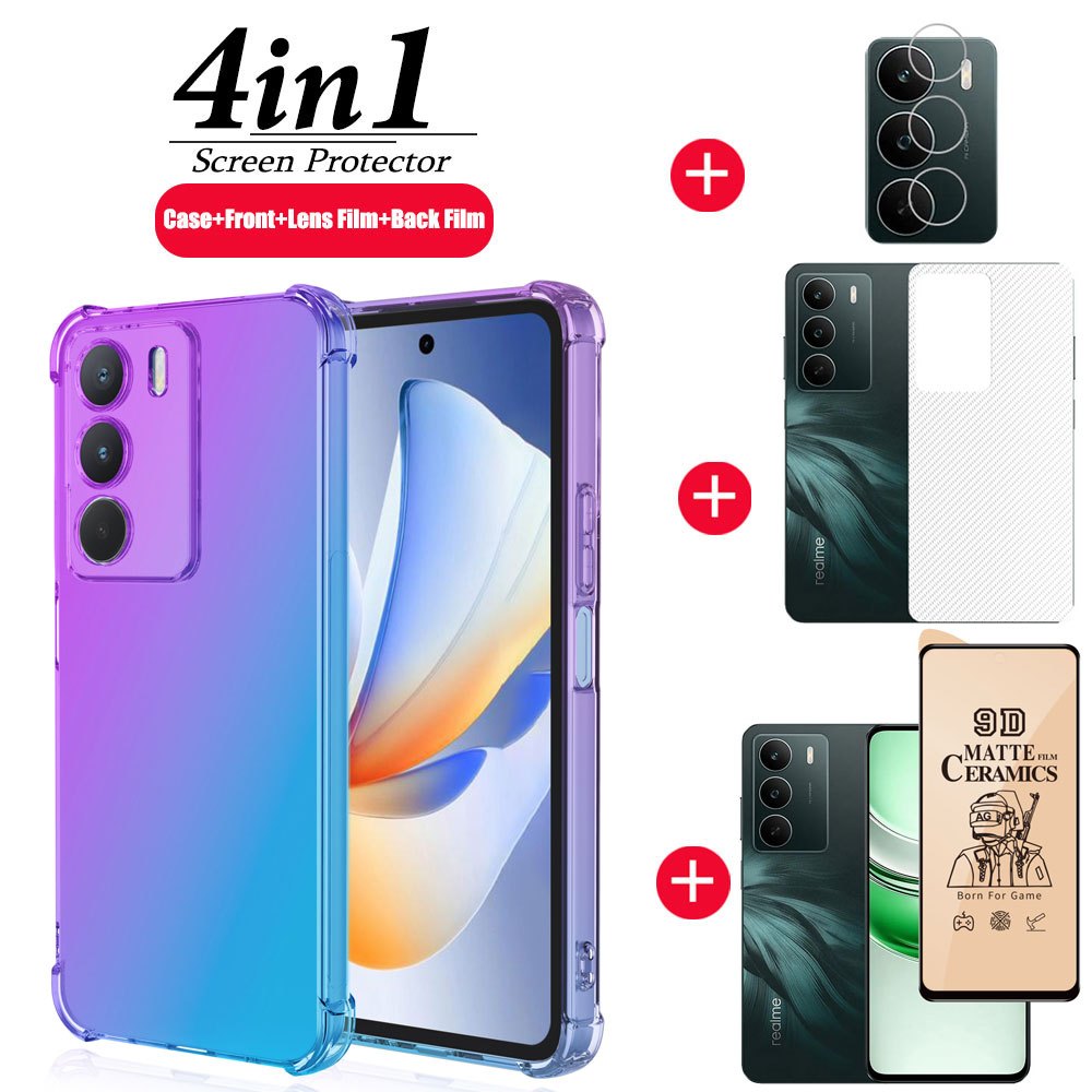 4in1 สําหรับ Realme C71 เคสโทรศัพท์กันกระแทกสําหรับ Realme C75 โทรศัพท์ + เซรามิคป้องกันฟิล์ม + ฟิล์