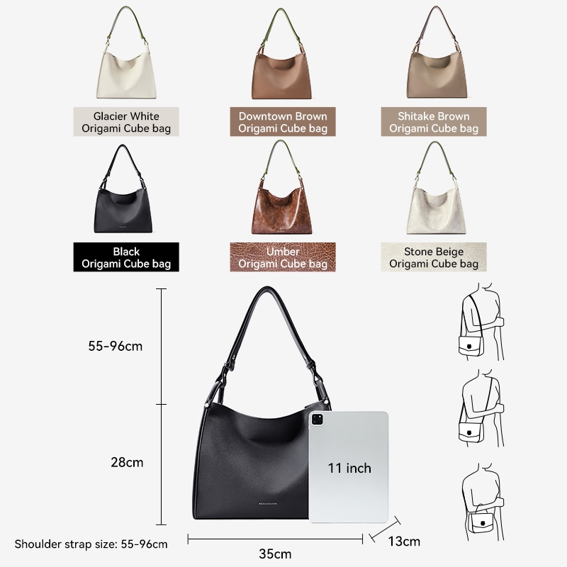 BOSTANTEN Carrie Bag กระเป๋าสะพายไหล่สำหรับผู้หญิง ทรงเรียบง่าย อเนกประสงค์ จุของได้เยอะ ราคา ถูกที่สุด ดีลบีเคเค แกลเลอรีภาพที่ 2