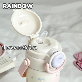RAINBOW CUP จัดส่งจากท้องถิ่น🚚กระติกน้ำร้อนทรงครีม ความจุขนาดใหญ่ ขวดน้ำพกพา สแตนเลส 500 มล. ป้องกันการรั่วซึม