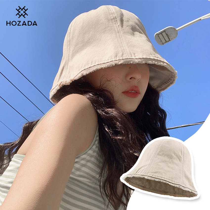 HOZADA หมวกพับได้ชายหาด ป้องกันแสงแดด UV ขอบกว้าง สบายในการสวมใส่