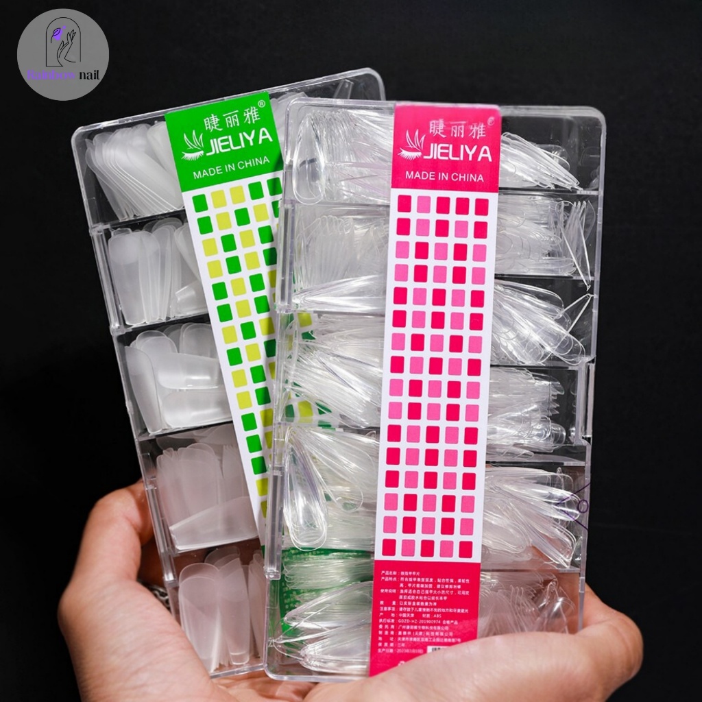 JIELIYA บางเฉียบไร้รอย เล็บปลอม 500 เม็ดต่อกล่อง มีให้เลือก 9 แบบ พร้อมส่ง