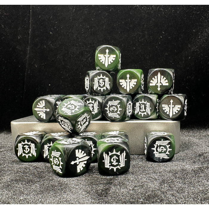 Warhammer 40k ลูกเต๋า Dark Angel Legion Third Party ลูกเต๋าที่กําหนดเองลูกเต๋าสีสีเขียวเข้ม