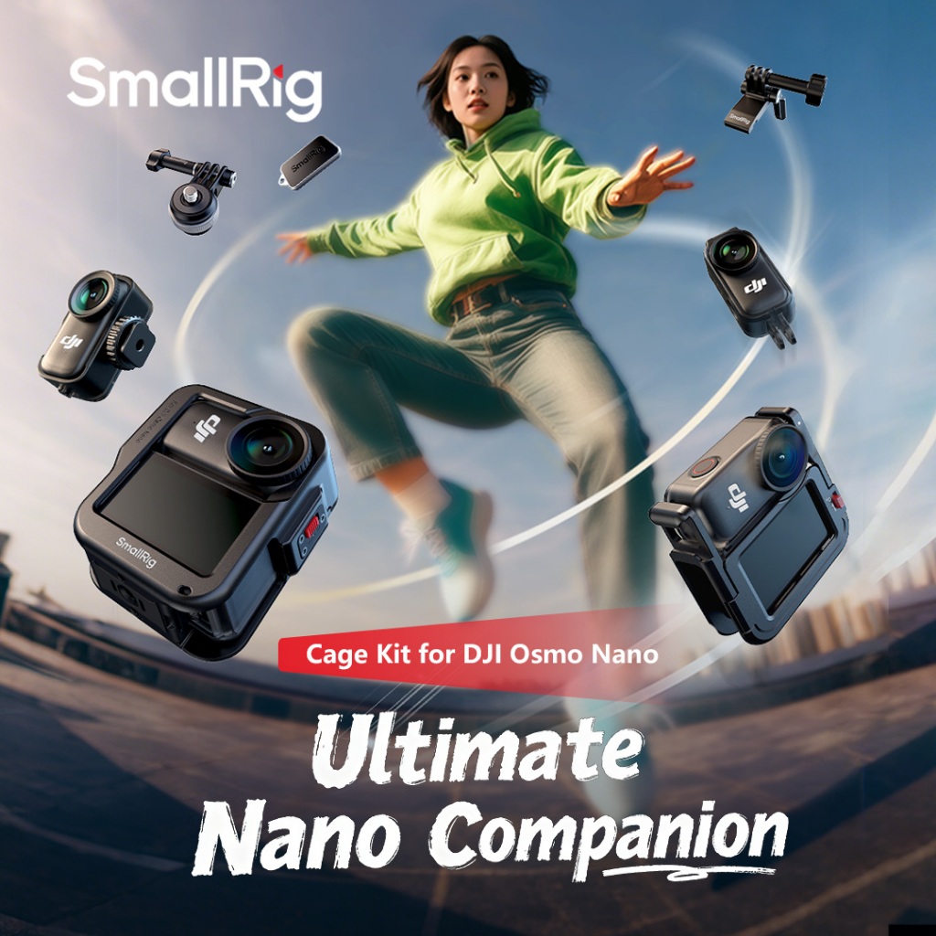 SmallRig สําหรับ DJI Osmo Nano ชุดกรงแนวตั้ง-ถึงแนวนอน/ตัวป้องกันหน้าจอ/รองรับเมาท์ที่แนบมากับแผ่นปลดเร็ว Arca-Swiss