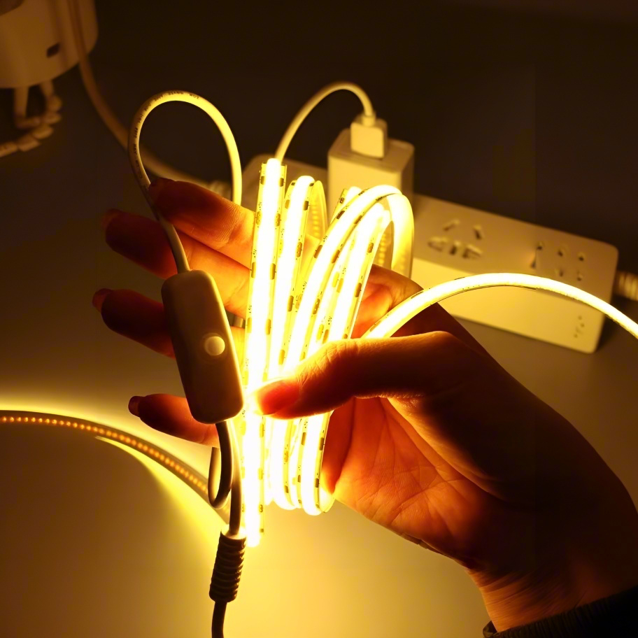 ตกแต่งคริสต์มาส USB 5V COB ไฟ Led Strip พร้อมสวิตช์เปิด/ปิด, ไฟเทปริบบิ้นแบบยืดหยุ่นสําหรับตู้, ห้องนอน, ห้องครัว, ตกแต่งบ้าน (10 สี & 10 ความยาวให้คุณเลือก)