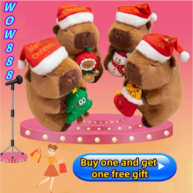 WOW888 capybara ของเล่นตุ๊กตาต้นคริสต์มาสซานตาคลอสคริสต์มาส Snowman Gingerbread Man ตุ๊กตาตุ๊กตานุ่ม