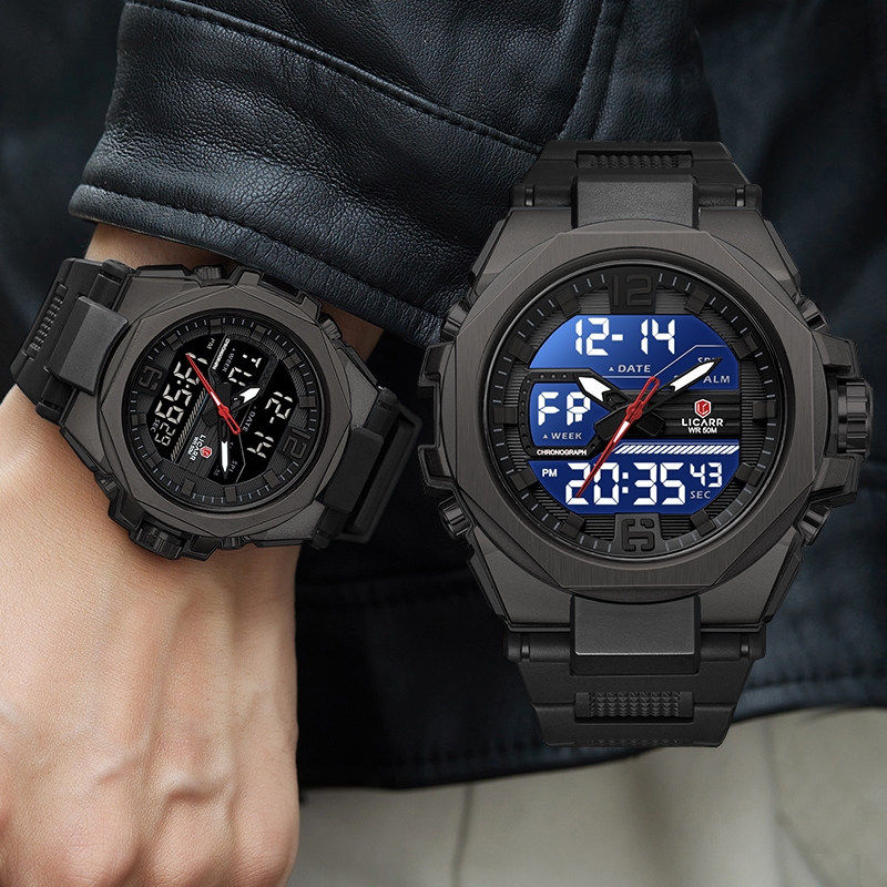 ลิการ์ แบรนด์ชั้นนําแฟชั่นนาฬิกาผู้ชายกีฬากันน้ําปฏิทินแสงทหารนาฬิกา9542