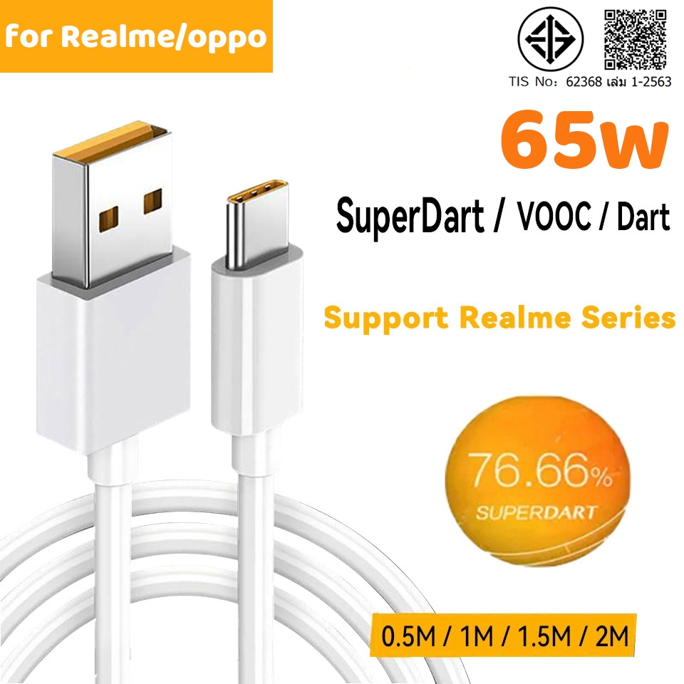 65W Realme SuperDart Fast Charger 6.5A สาย USB C สําหรับ GT2 Pro 8 Neo 2T 2 Narzo 30 Pro 5G X7 Max X