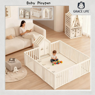 【GraceLife】4 In 1 Playpen Baby Foldable Game Fence With Game House Pagar Permainan Keselamatan Kanak