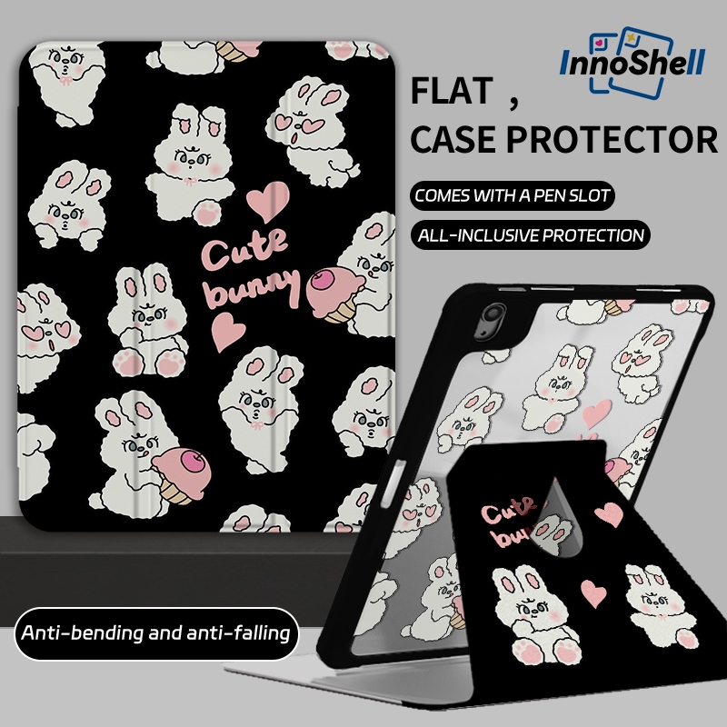 InnoShell เคสอะคริลิคใสกันกระแทกสําหรับ iPad 10th 9 iPad Air 6 พร้อมที่ใส่ดินสอ เคส Ipad น่ารัก