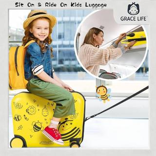 【GraceLife】18" Kids Luggage Baby Rideable Luggage Can Sit And Ride Travel Trolley With 12" Kids Bag