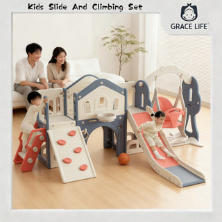 【GraceLife】Baby Slide Kids Slide Playground Kids Climbing Wall Gelongsor Besar Indoor&Outdoor Swing