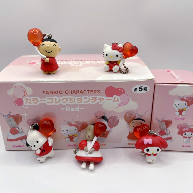 5 ชิ้น/เซ็ต 3-5 ซม.อะนิเมะ My Melody Hello Kitty Pochacco Marron ครีมพวงกุญแจบอลลูนโซ่โทรศัพท์มือถือรุ่น Q ตัวเลขการกระทําตุ๊กตาของเล่น