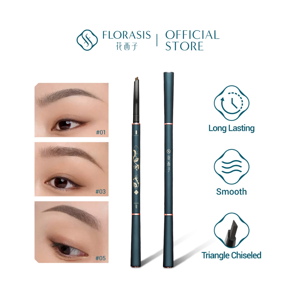 【Karry Wang’s Pick】Florasis Luodai Floral Eyebrow Define Powder Pencil (ChiselTip 1+2) – ดินสอเขียนคิวเนื้อละเอียด สีเป็นธรรมชาติ ไม่แข็งเป็นก้อนเวล่าเขียนซ้ำ