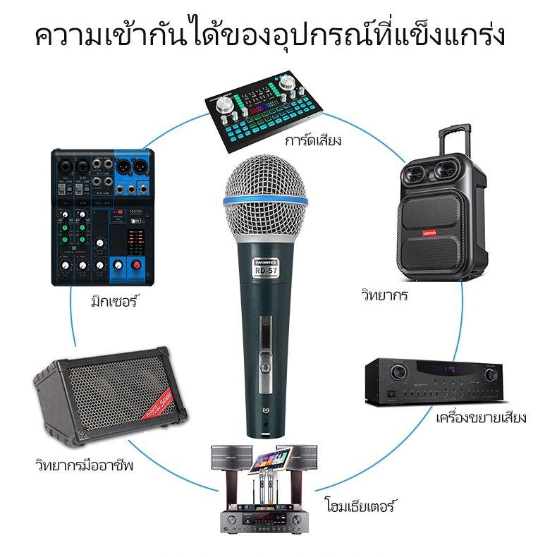 RD57 Professional Dynamic Wired Microphone: สําหรับการแสดงบนเวที, Live-Streaming Karaoke & Street Bu