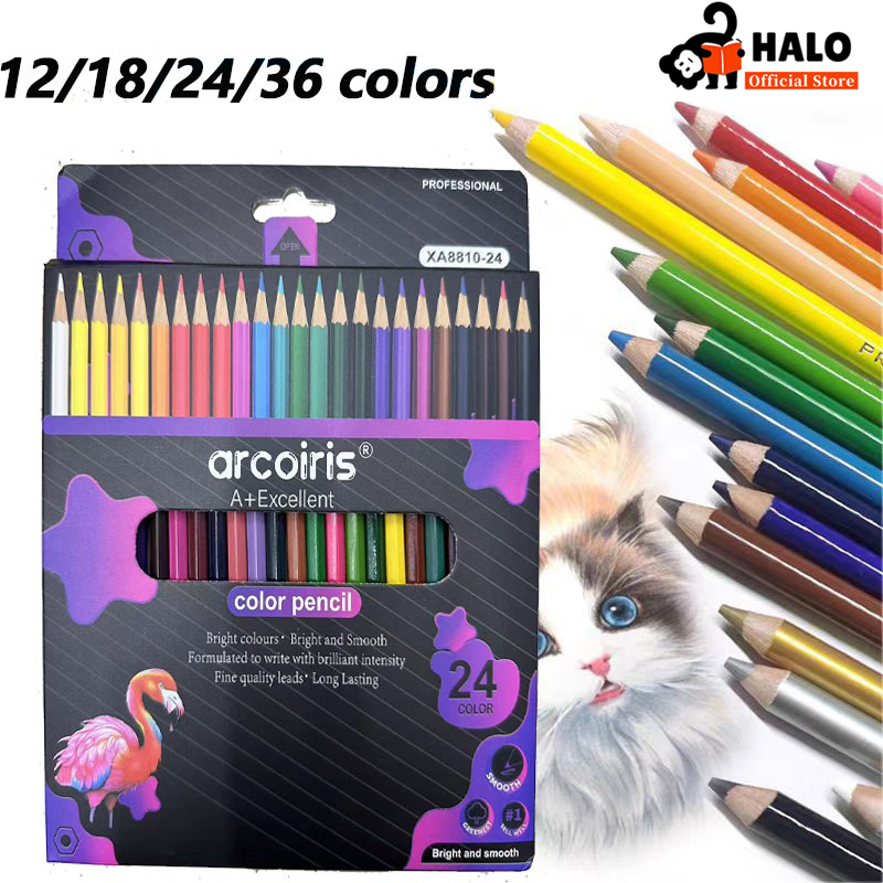 สีไม้ ดินสอสี 12/18/24/36 ชิ้นชุดดินสอสีศิลปะการวาดภาพดินสอสีนักเรียนจิตรกรรมอุปกรณ์การเรียน master art