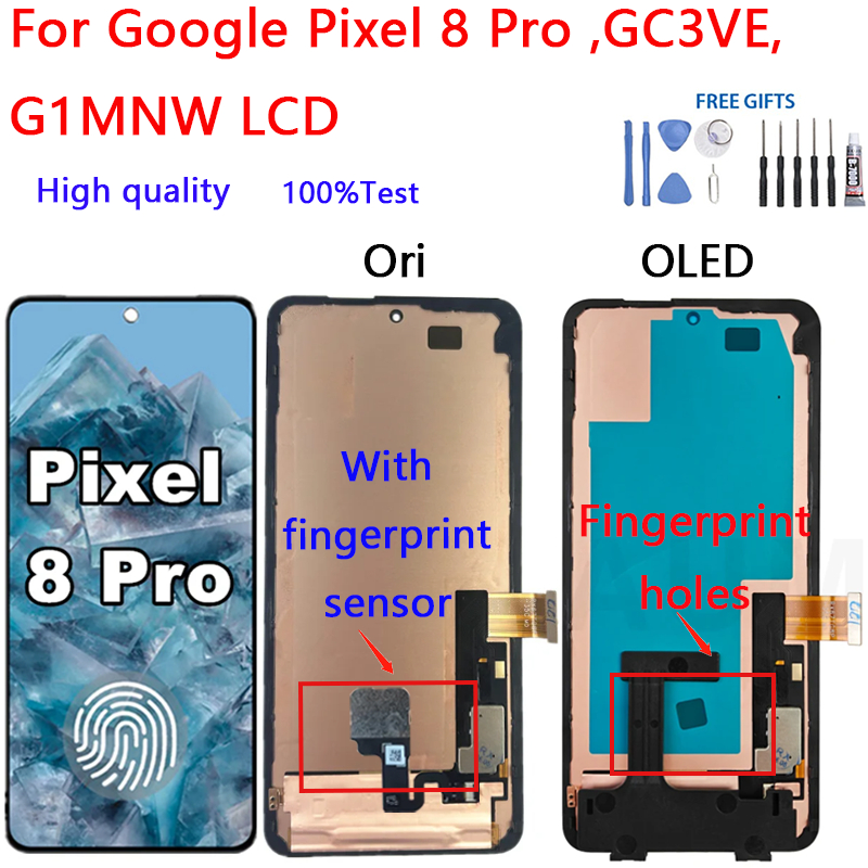 สําหรับ Google Pixel 8 Pro ,GC3VE, G1MNW จอแสดงผล LCD Touch Screen Digitizer Glass Assembly อะไหล่ซ่
