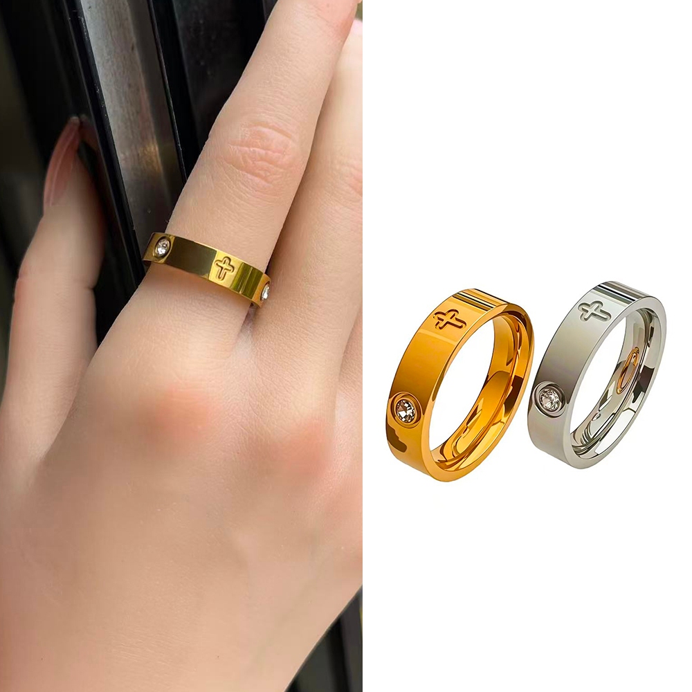 แหวนสแตนเลส SHINY Cross ดีไซน์คลาสสิก ทนน้ำและเหงื่อ เหมาะสำหรับทุกกิจกรรม และสวมใส่ได้ทั้งผู้ชายและผู้หญิง