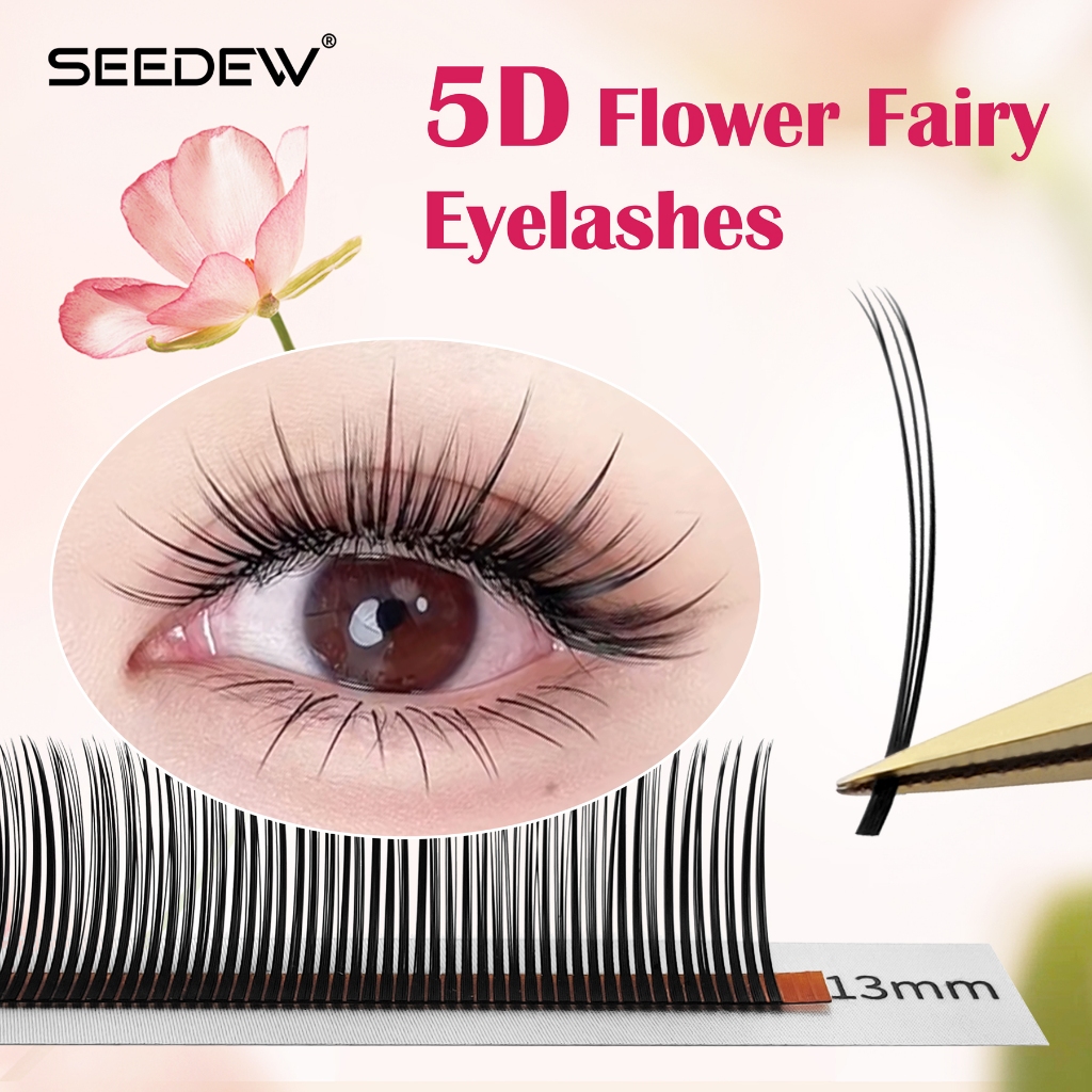 SEEDEW 5D ดอกไม้ Fairy Eyelash Extensions Pre Made 5D Volume Spike Eyelash Wispy Lash