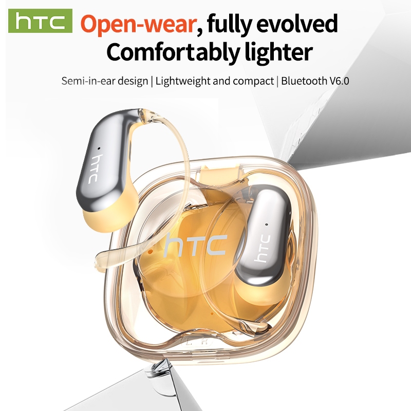 HTC NE38 AI OWS หูฟัง AI Translator รองรับการแปลภาษาแบบเรียลไทม์ 134 ภาษา กันน้ำระดับ IPX5 คุณภาพเสียงระดับ Hi-Fi การประชุม การเรียน การโทรด้วยเสียง ไมโครโฟนในตัว หูฟังไร้สาย AI