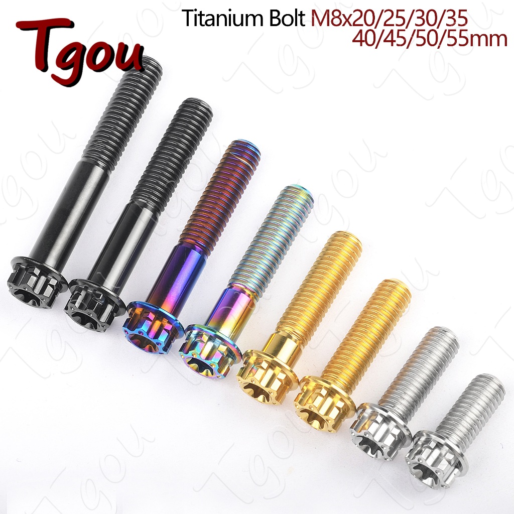 Tgou ไทเทเนียมสายฟ้า M8x20/25/30/35/40/45/50/55mm พลัม T40 รถจักรยานยนต์ดัดแปลงหน้าแปลนหัวคาลิปเปอร์