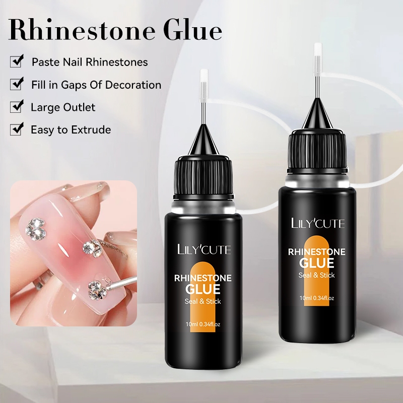 Lillycute เล็บ Rhinestone กาวเจลเล็บกาว Super Strong กาวที่แม่นยําสําหรับเล็บ Charms Rhinestones ลูกปัดดอกไม้