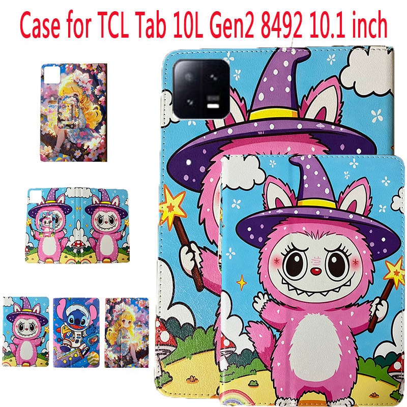 สําหรับ TCL Tab 10L Gen2 8492 10.1 นิ้วน่ารักการ์ตูน BUBU รูปแบบกรณีแท็บเล็ตทําจากหนังคุณภาพสูงพร้อม