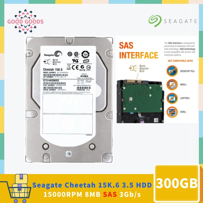 (NOT FOR HOME PC!)DELL/Seagate Cheetah 15K.6 3.5 HDD ST3300656SS 300GB 15000RPM 8MB SAS 3Gb/s Enterp