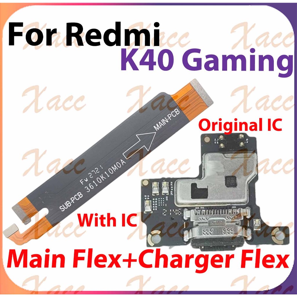 สําหรับ Xiaomi Redmi K40 Gaming ชาร์จพอร์ต Flex สาย USB Dock Connector เมนบอร์ดโทรศัพท์เปลี่ยนส่วนการติดตั้ง
