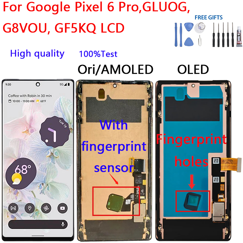 สําหรับ Google Pixel 6 Pro, GLUOG, G8VOU, GF5KQ จอแสดงผล LCD Touch Screen Digitizer Glass Assembly อ