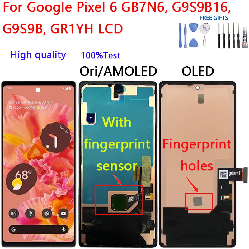 สําหรับ Google Pixel 6 GB7N6, G9S9B16, G9S9B, GR1YH จอแสดงผล LCD Touch Screen Digitizer Glass Assembly อะไหล่ซ่อม