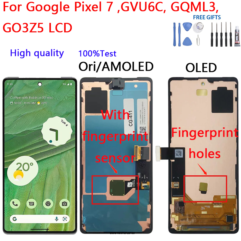 สําหรับ Google Pixel 7 ,GVU6C, GQML3, GO3Z5 จอแสดงผล LCD Touch Screen Digitizer Glass Assembly อะไหล่ซ่อม