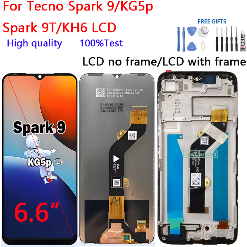 สําหรับ Tecno Spark 9/KG5p Spark 9T/KH6 จอแสดงผล LCD Touch Screen Digitizer Glass Assembly อะไหล่ซ่อ