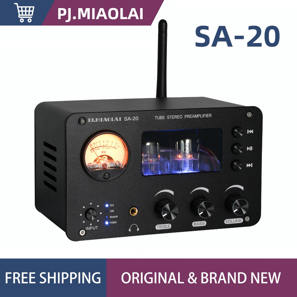 พีเจ. MIAOLAI SA-20 บลูทูธ HIFI XLR Balanced ถอดรหัสเครื่องขยายเสียงหูฟัง 6H3N หลอด NE5532 op amp ES9023 DAC preamp