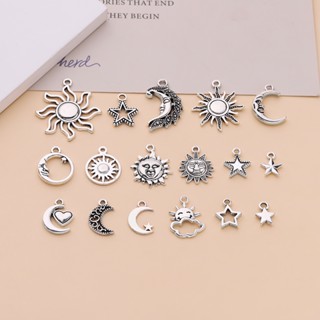 2-10ชิ้น จี้โลหะอัลลอยด์ รูปพระอาทิตย์ พระจันทร์ และดวงดาว ส…
