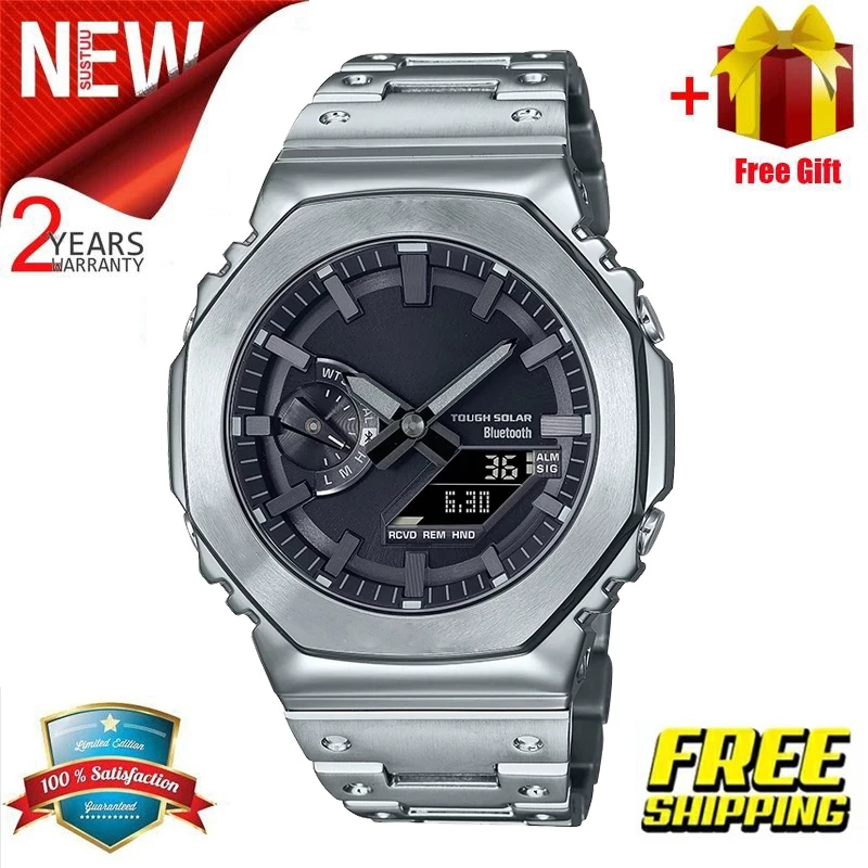 รับประกัน 3 ปี G-SHOCK นาฬิกาผู้ชาย GM-B2100 Series Digital Dual Display Watch Classic Business Mens